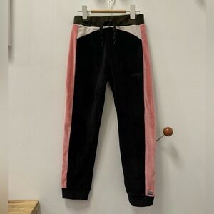 Deux par Deux Pink and Black Velour Jogger